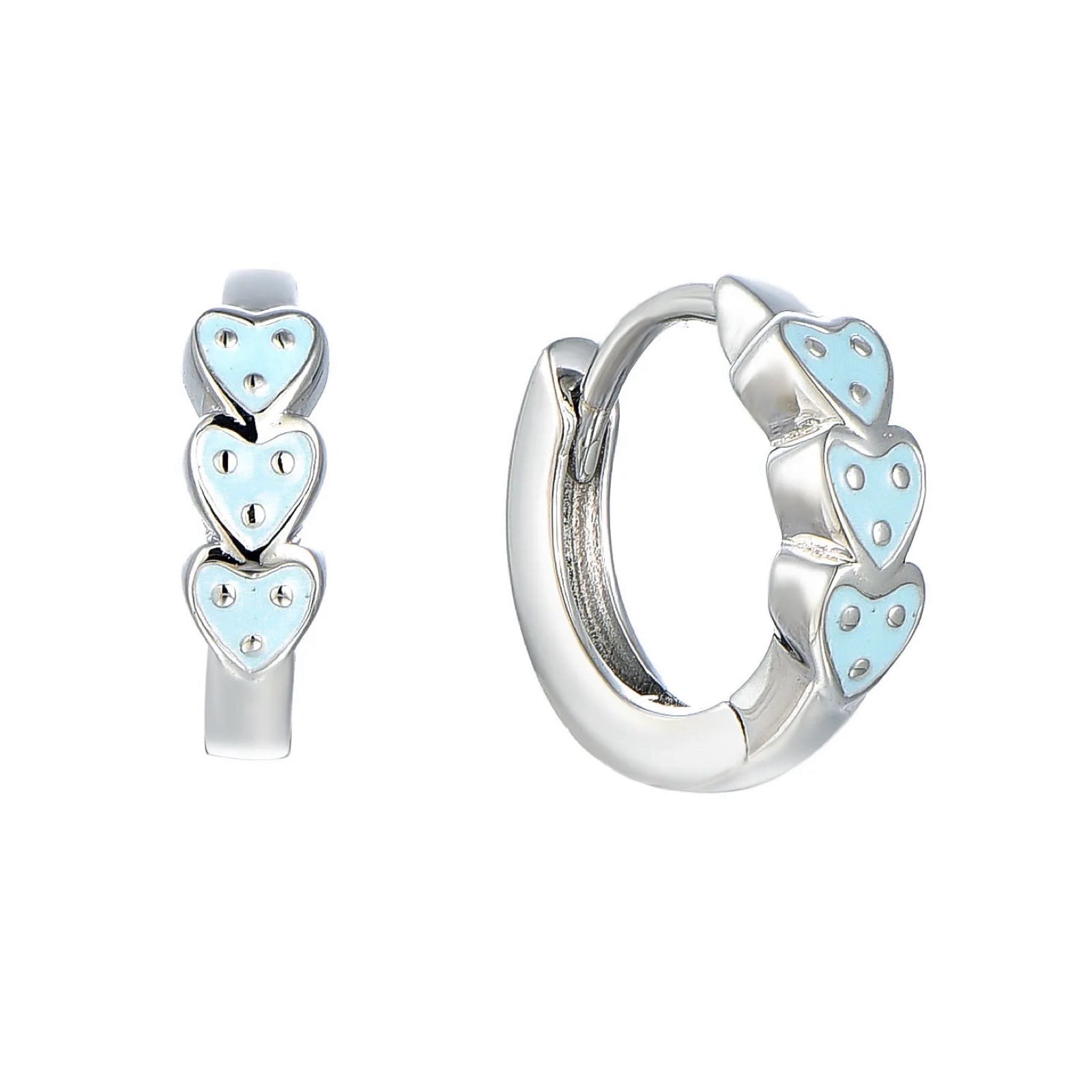 Pendientes infantiles de plata: Corazones azules (criollos)