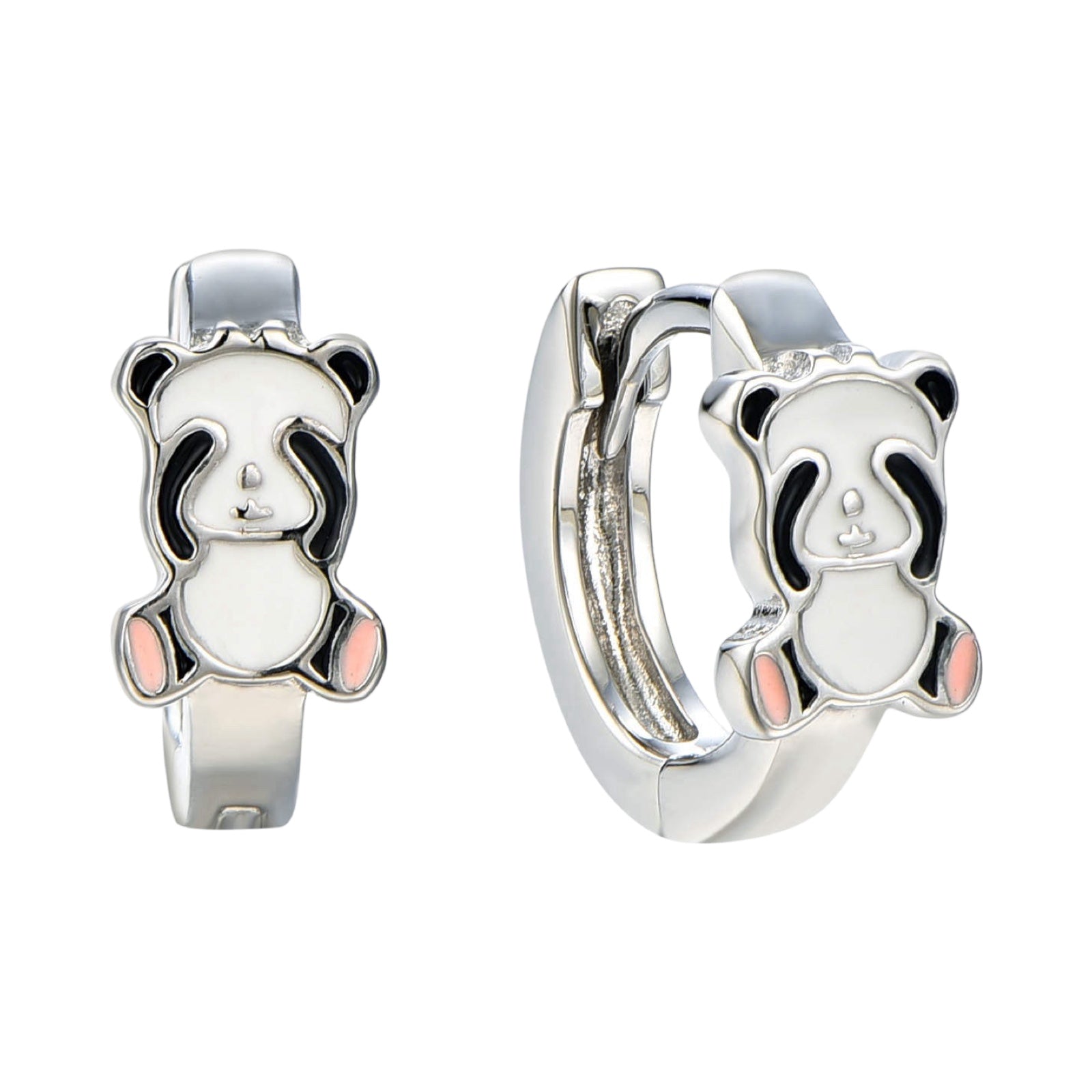 Pendientes infantiles de plata: Creoles con Pandas