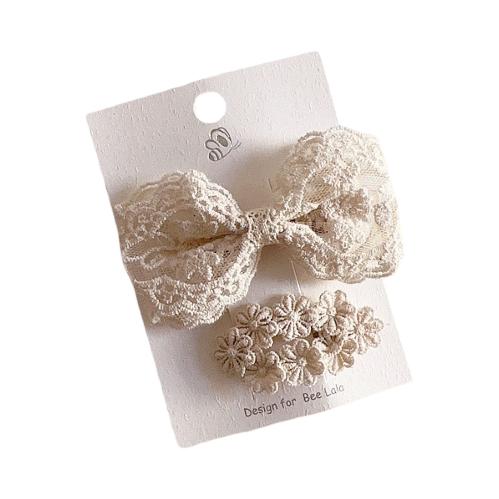 Hairpins: Set beige bow and clip