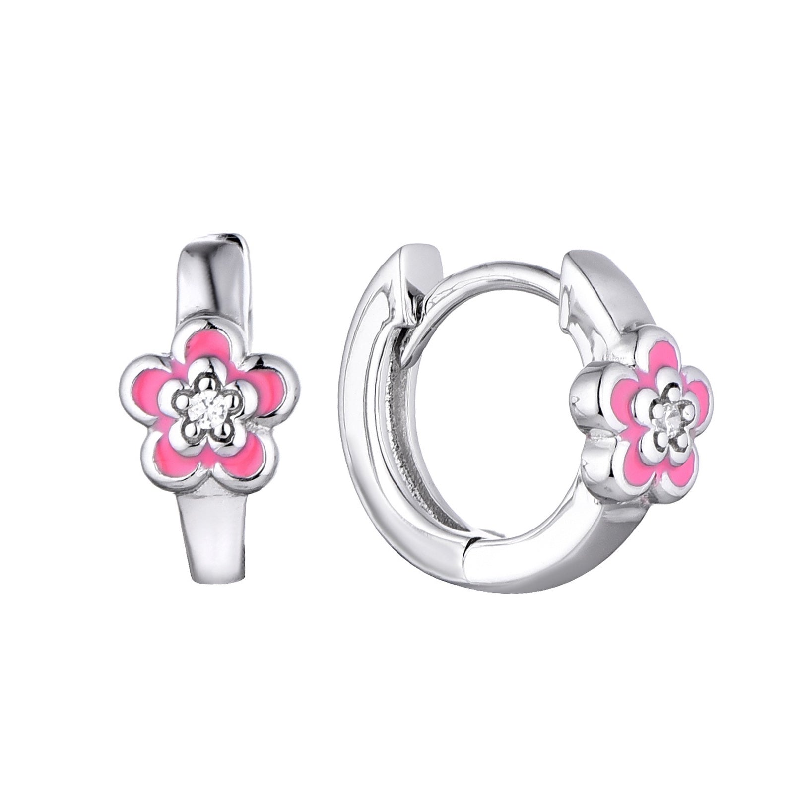 Pendientes infantiles de plata: Clapscrews flores rosas