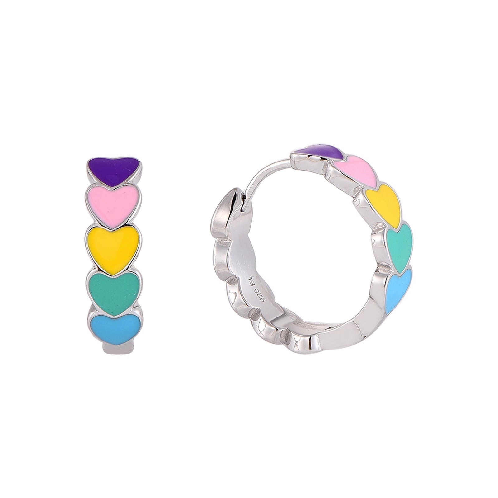 Pendientes infantiles de plata: Criollos con corazones (grandes)