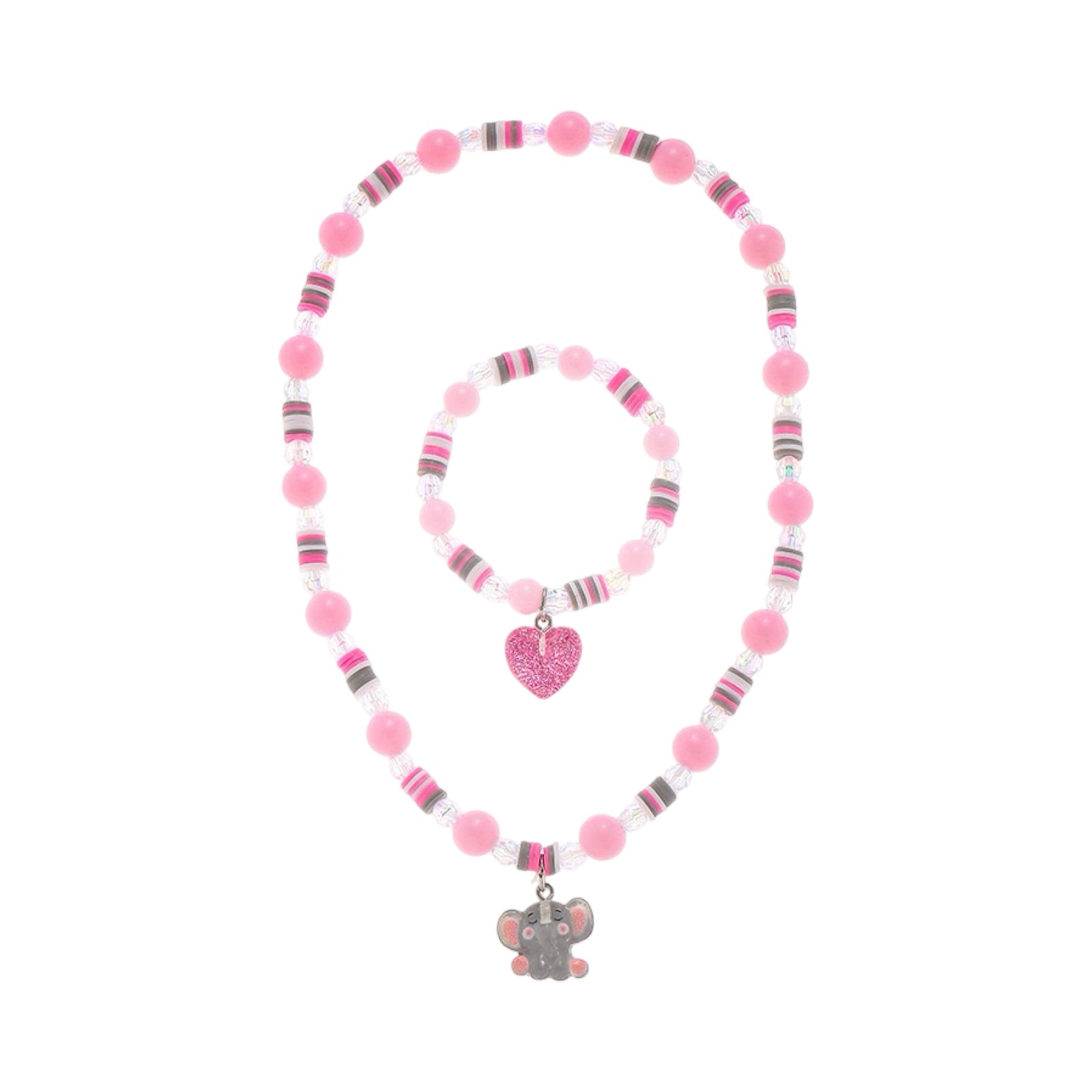 Collier pour enfants avec bracelet : Eléphant et coeur