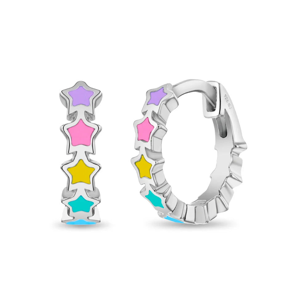 Pendientes infantiles de plata: Creoles con estrellas