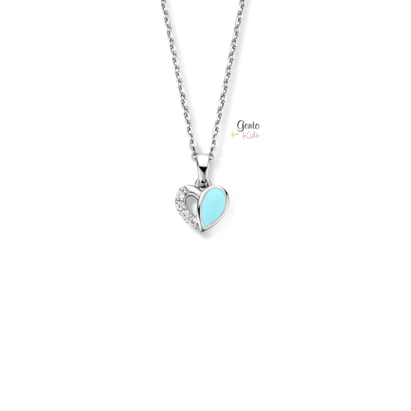 hartje fahrradanhänger Silberne Kinder-Halskette: Blue Heart (Gento für Kinder) – Hippe Girls