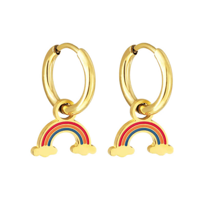 Hypoallergene kinderoorbellen: Regenboog (creolen) goud