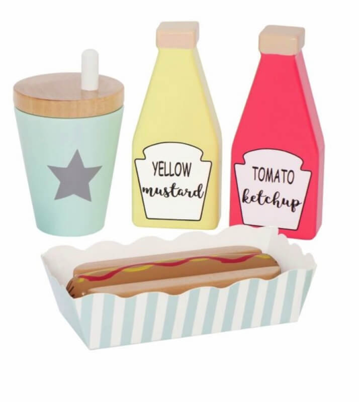 Houten Hotdog set