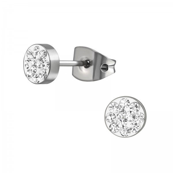 Titanium kinderoorbellen: Knopje crystal (5mm)
