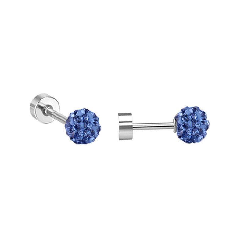 Chirurgisch staal kinderoorbellen: Bolletje met schroefsluiting blauw