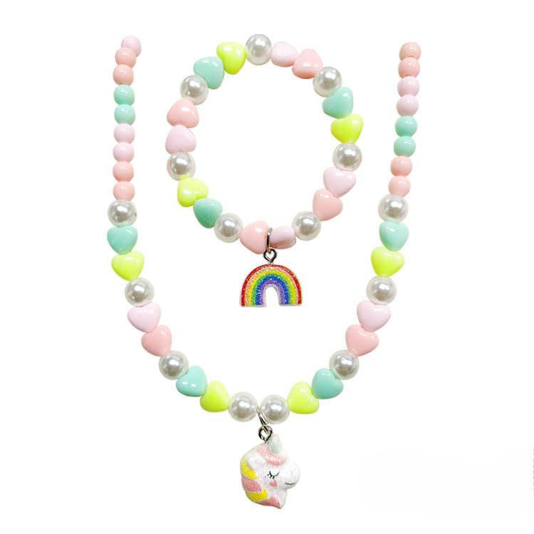 Kinderketting met armbandje: Regenboogje/eenhoorn