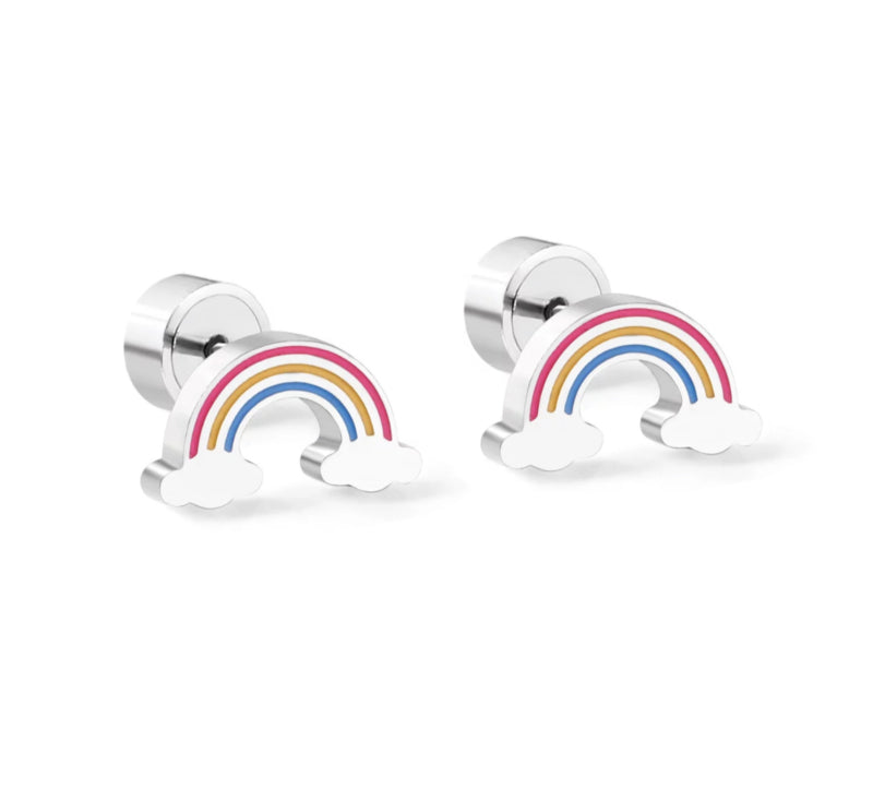 Hypoallergene staal kinderoorbellen: Regenboog met druksluiting