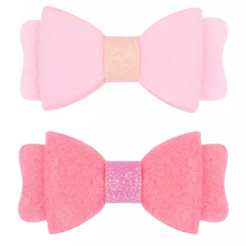 Haarspeldjes: Roze strikjes (2stk)