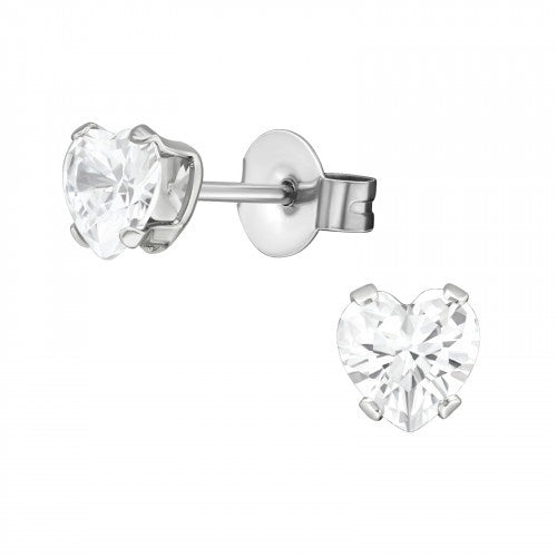 Chirurgisch staal kinderoorbellen: Hartje crystal (4mm)