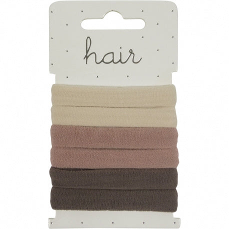 Haarelastieken: Nylon bruin 6 stuks