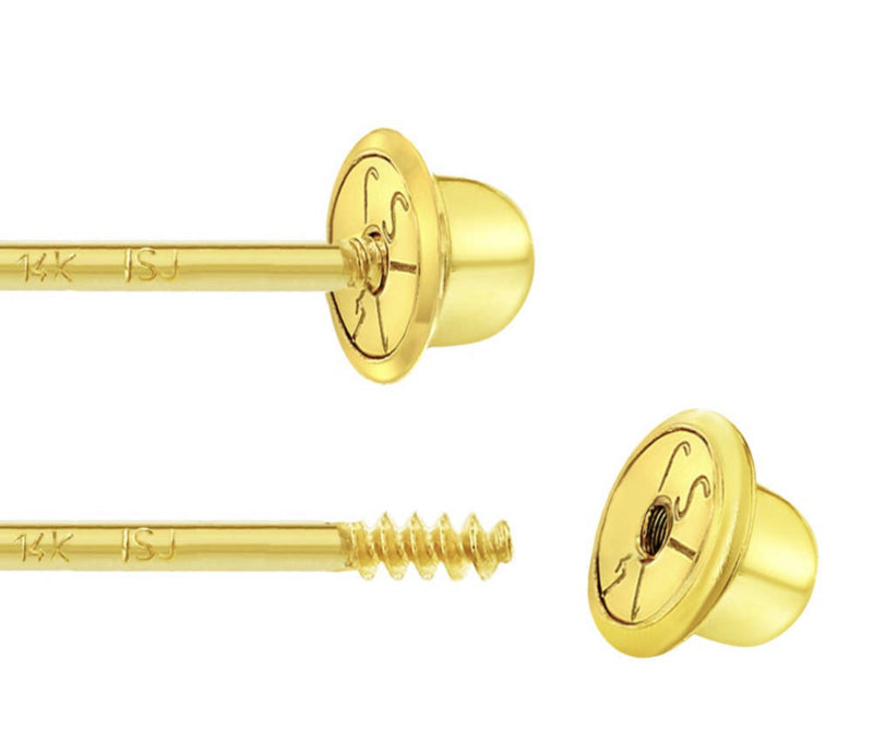 Gouden kinderoorbellen: Roze crystal met schroefsluiting (2mm)