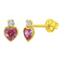 Gouden kinderoorbellen: Roze crystal hart met schroefsluiting