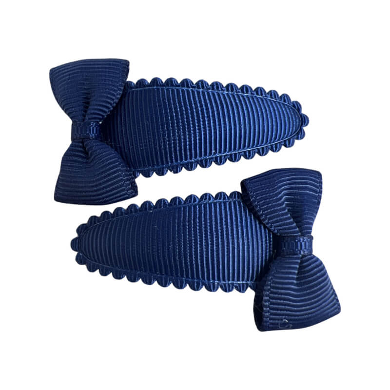 Haarspeldjes: Strikje marine blauw (klik klak 4,2cm)