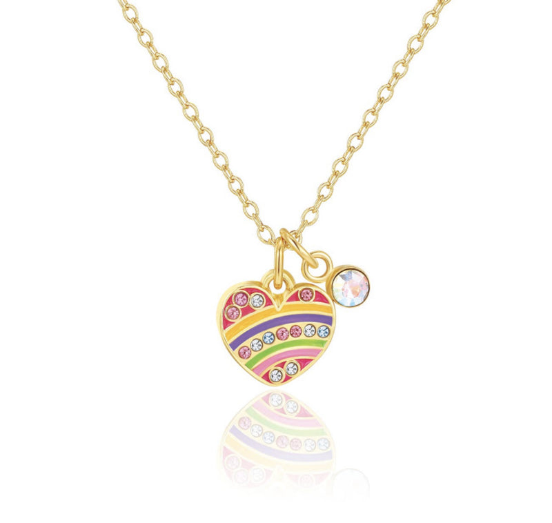 Girl Nation kinderketting: Hartje met kristal