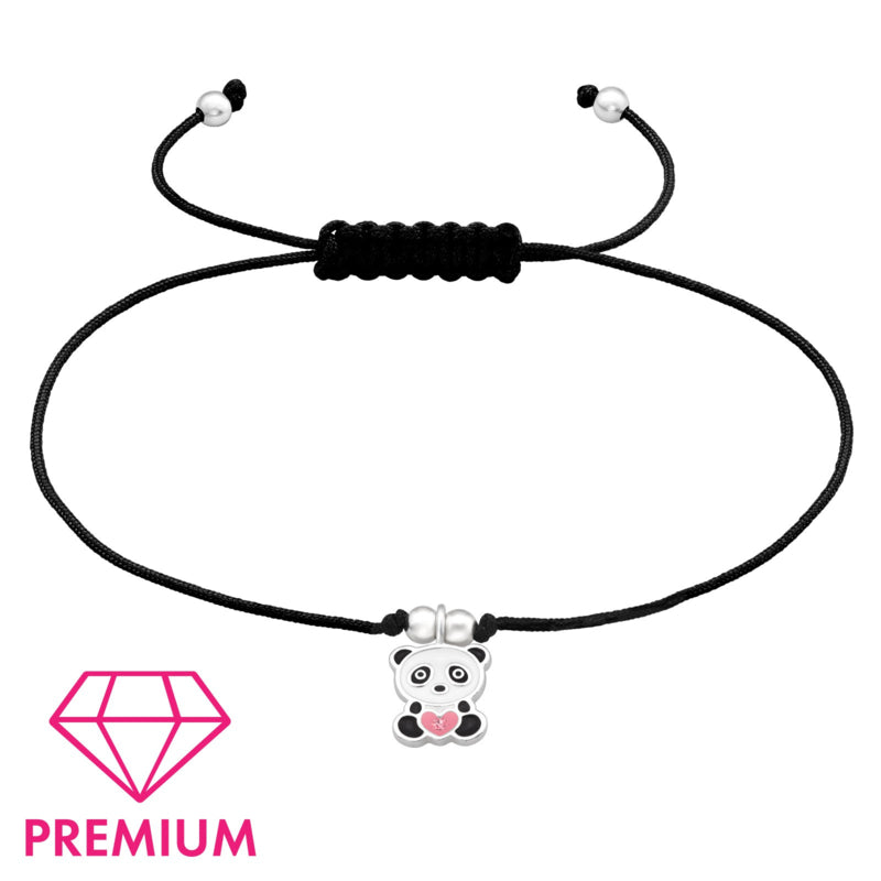 Kinderarmbandje verstelbaar Premium: Panda (zilver)