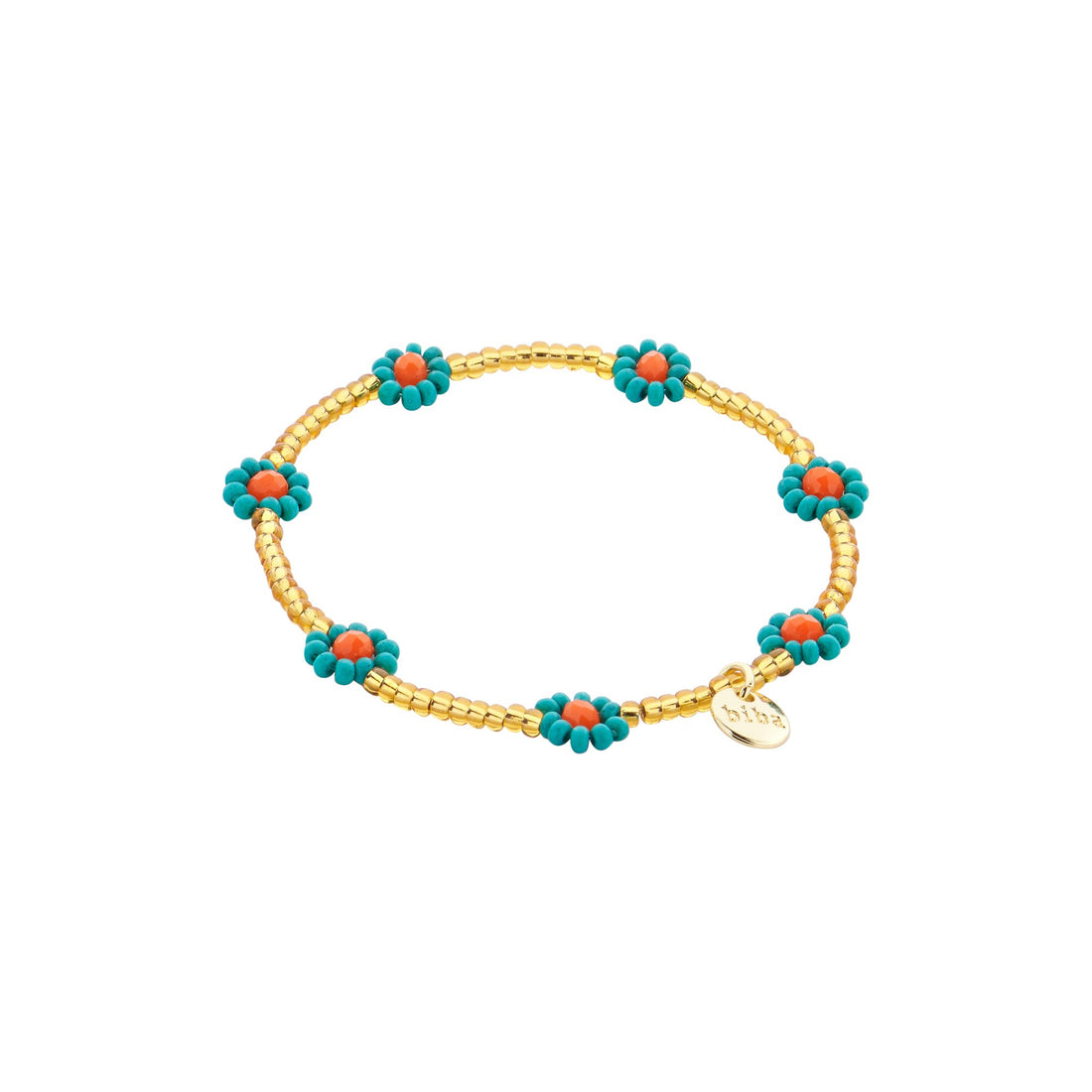 Bracelets Biba flowers Turquoise/orange