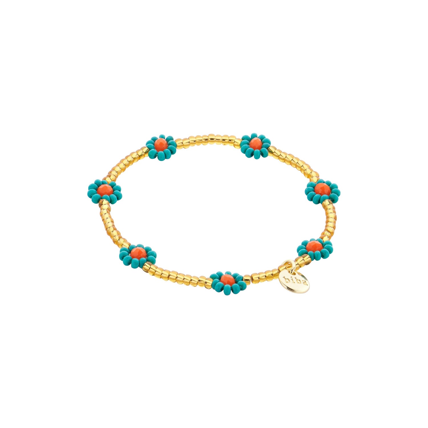 Bracelets Biba fleurs Turquoise/orange