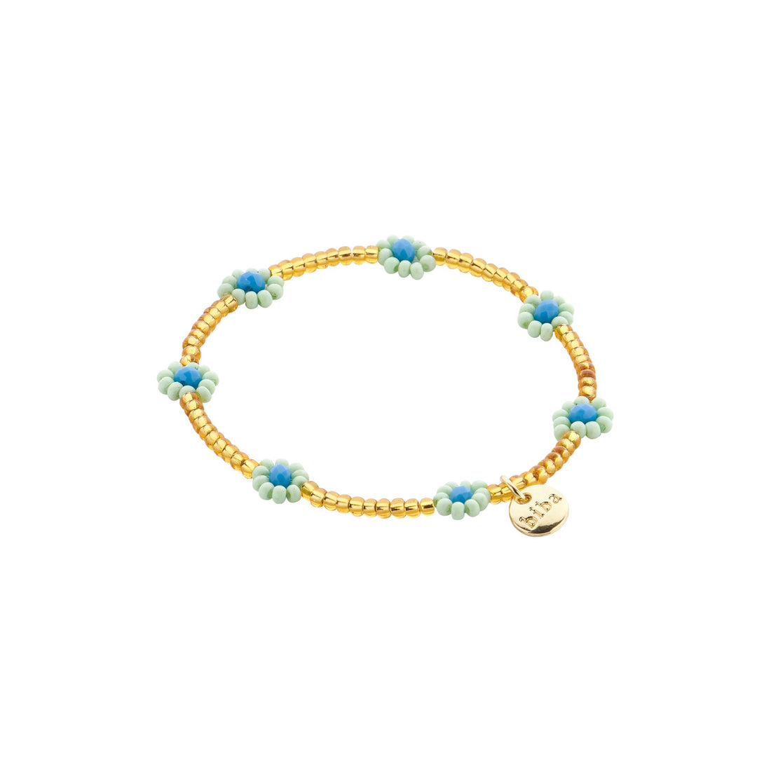 Bracelets Biba fleurs vertes/bleues