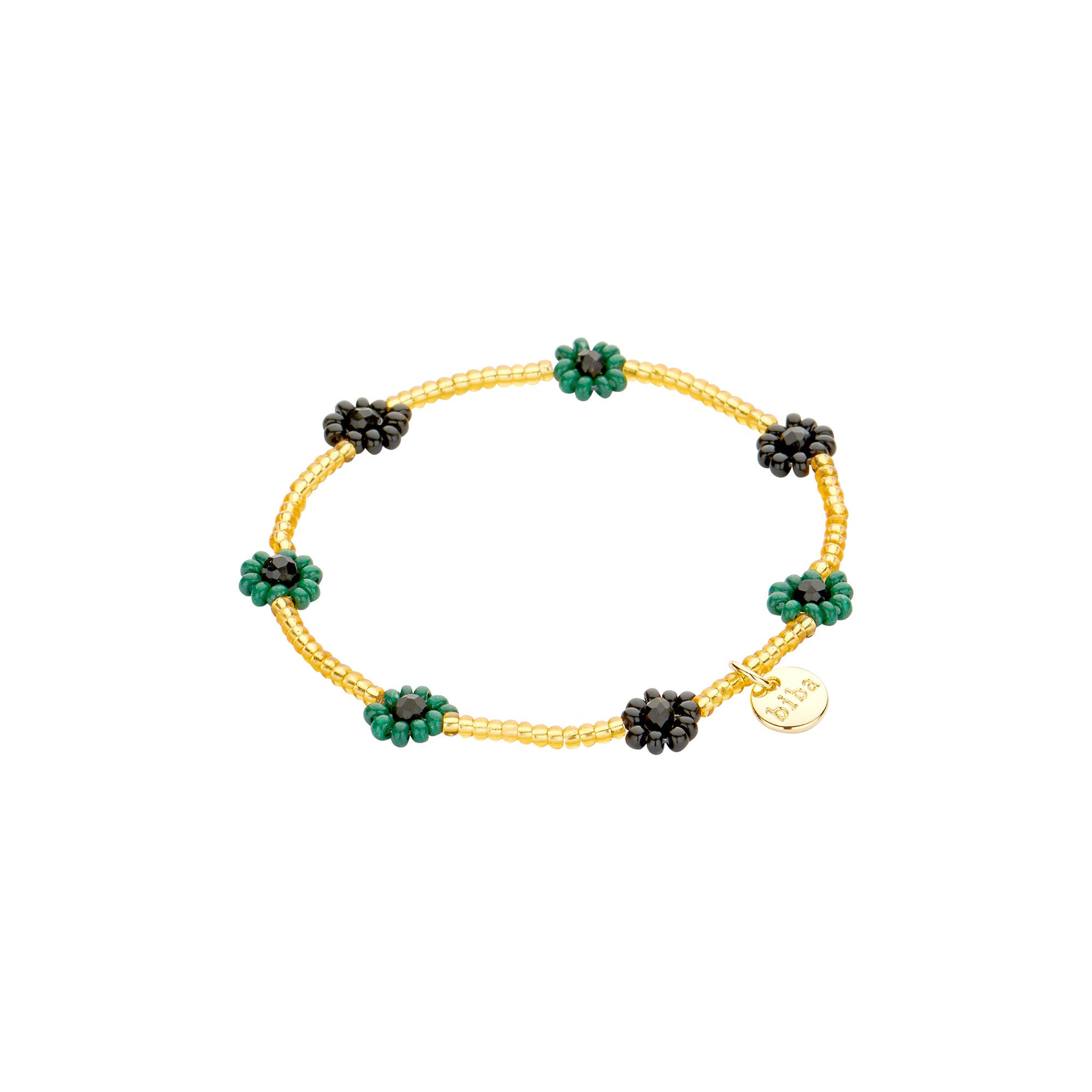 Bracelets Biba fleurs noir/vert