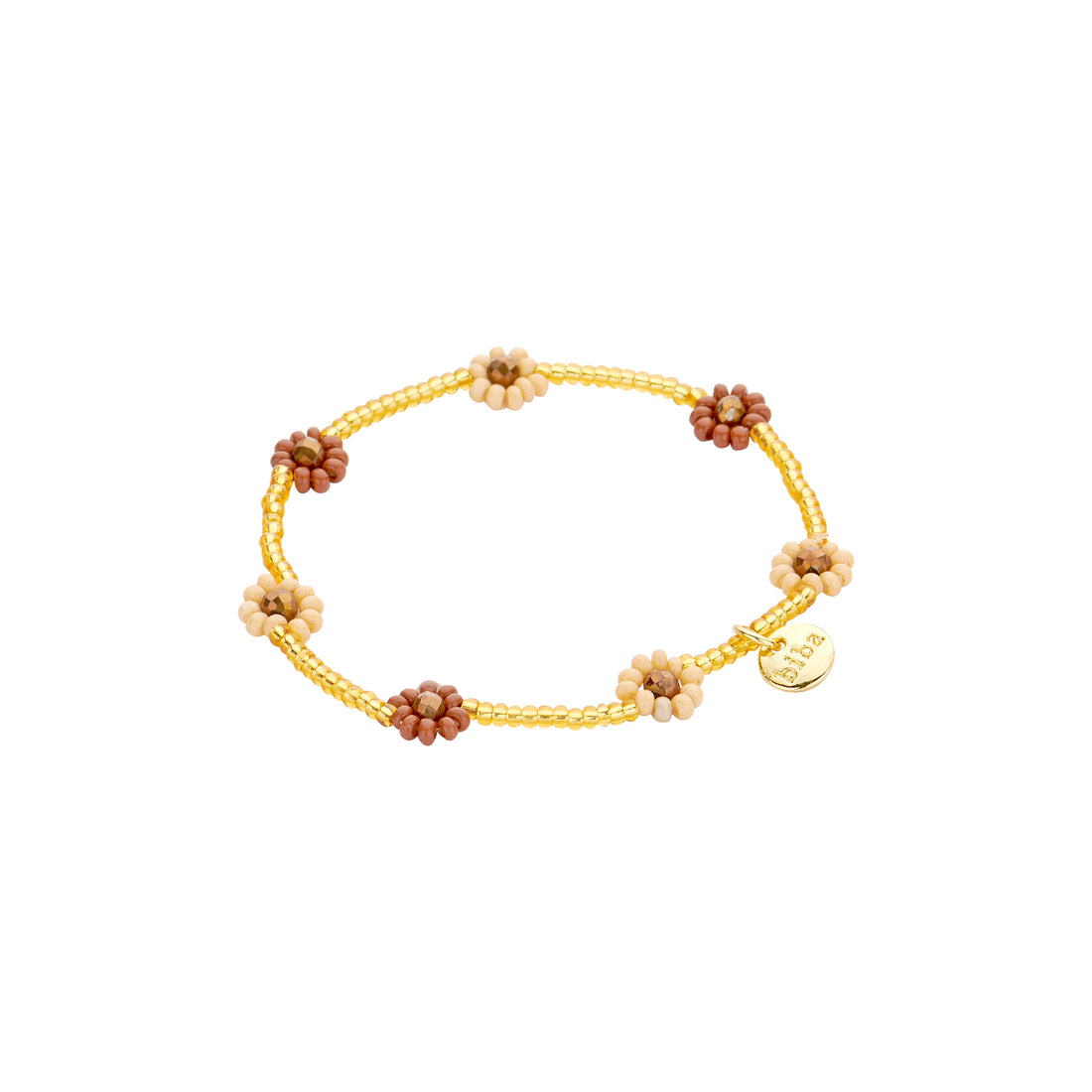 Armbandjes Biba bloemetjes bruin/beige