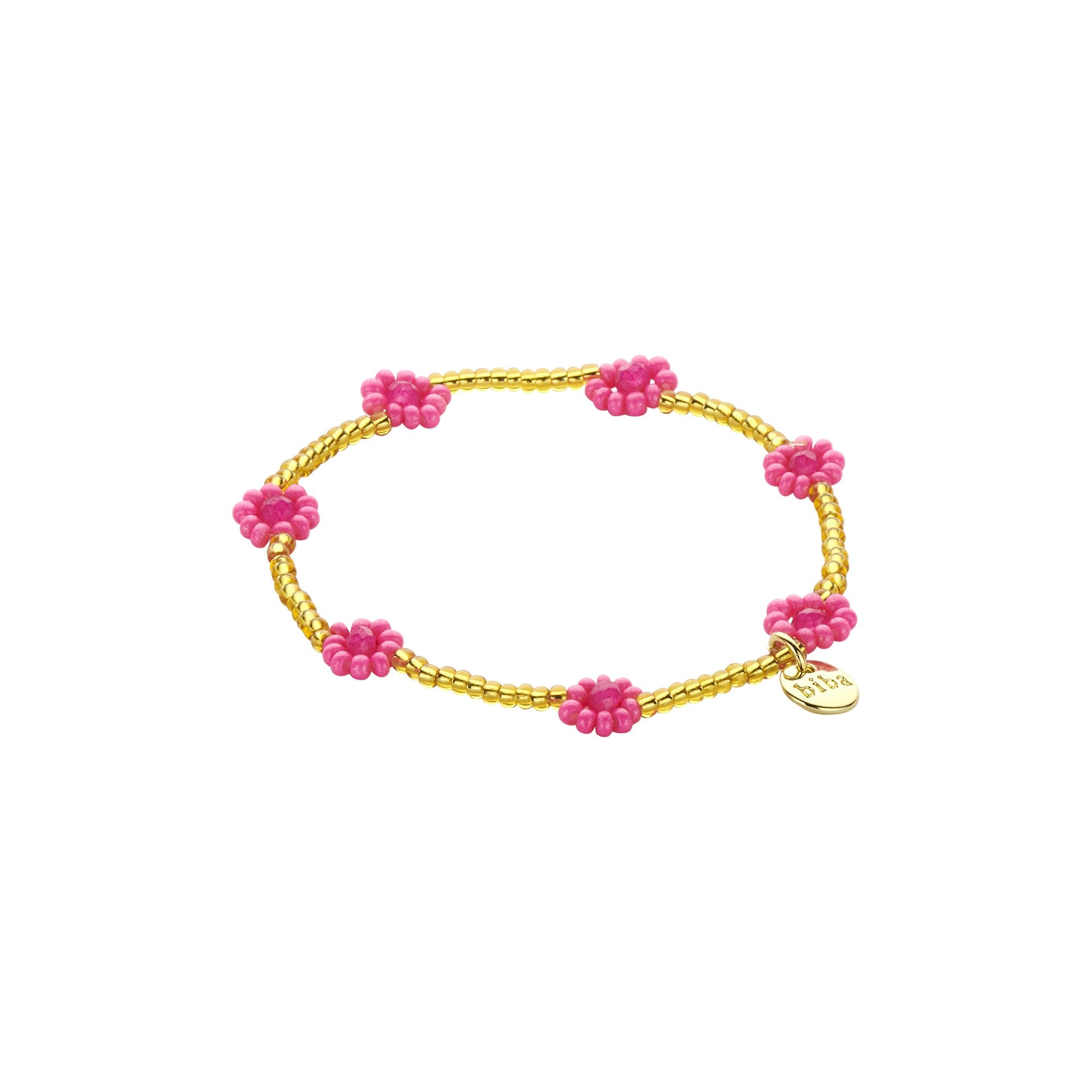 Armbandjes Biba bloemetjes fel roze