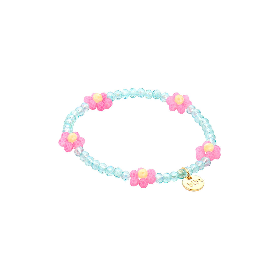 Armbandjes Biba kristal blauw/roze bloemetjes