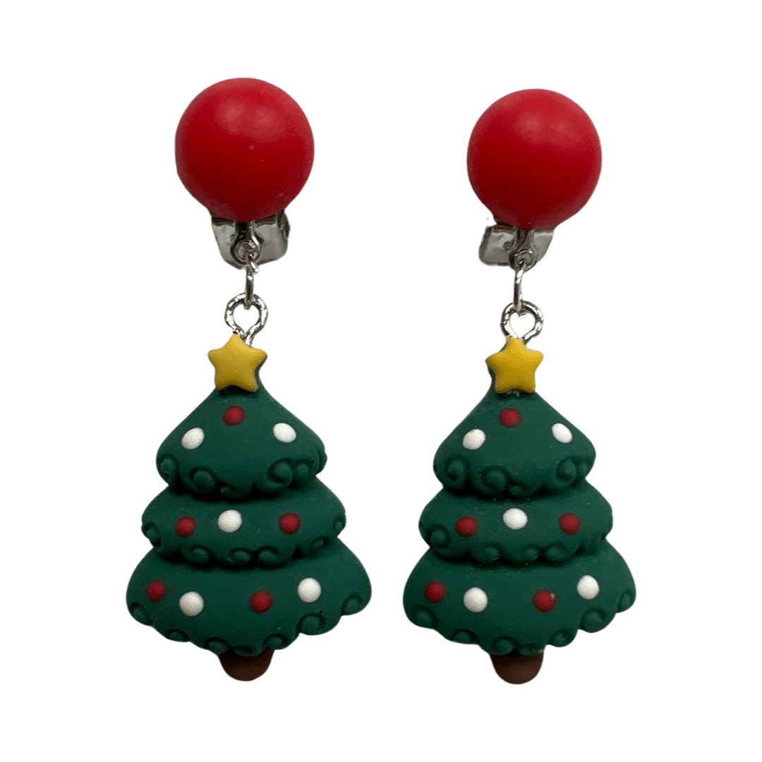 Clip-Ohrringe: Weihnachtsbäume