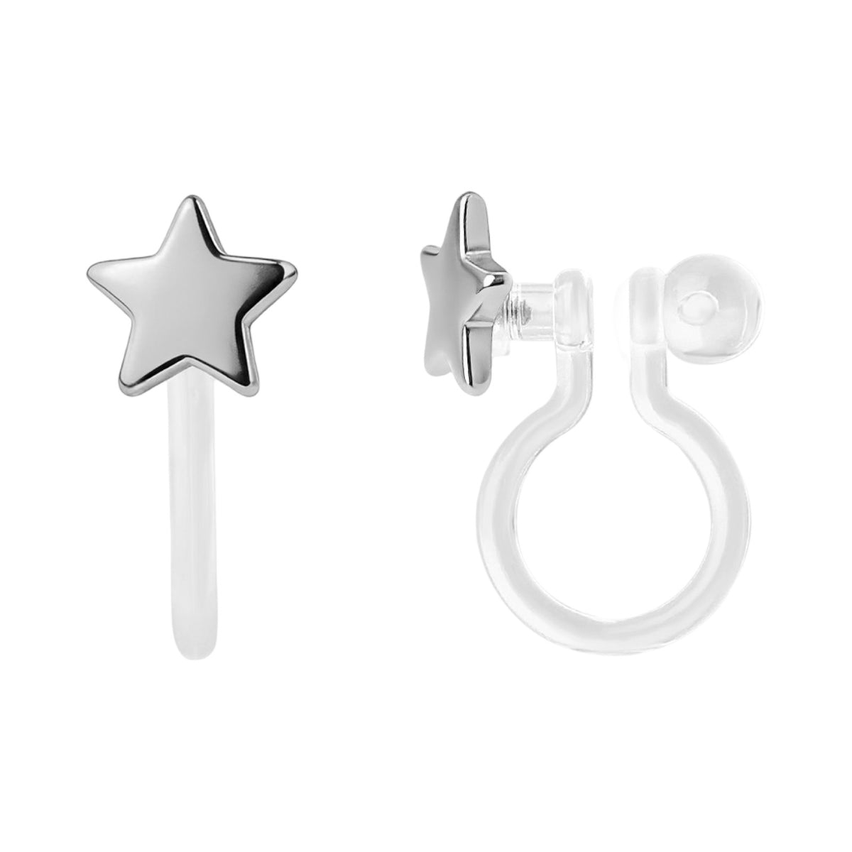 Clip earrings: Silver stars (clip-on)