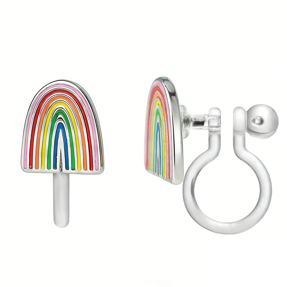 Ohrringe zum Anstecken: Regenbogen-Ohrringe (anklippbar)