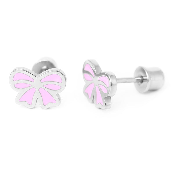 Zilveren kinderoorbellen eenhoorn/unicorn roze/wit/blauw |schroefsluit