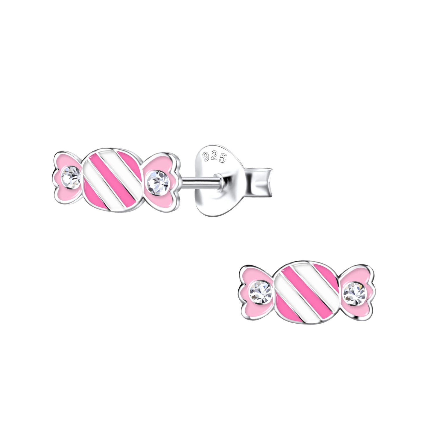 Silberne Ohrringe für Kinder: Bonbonrosa