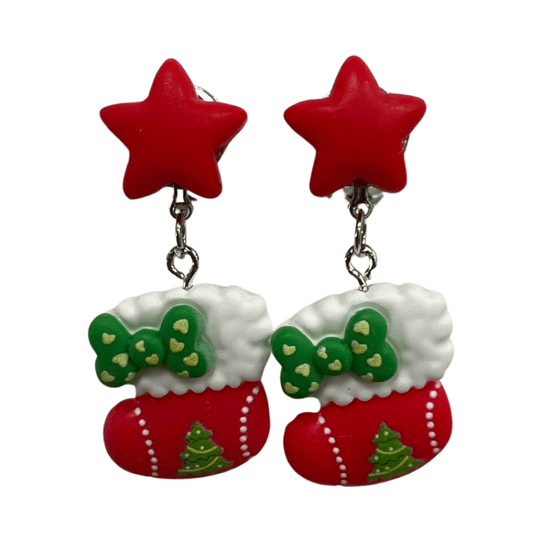 Clip earrings: Christmas Socks