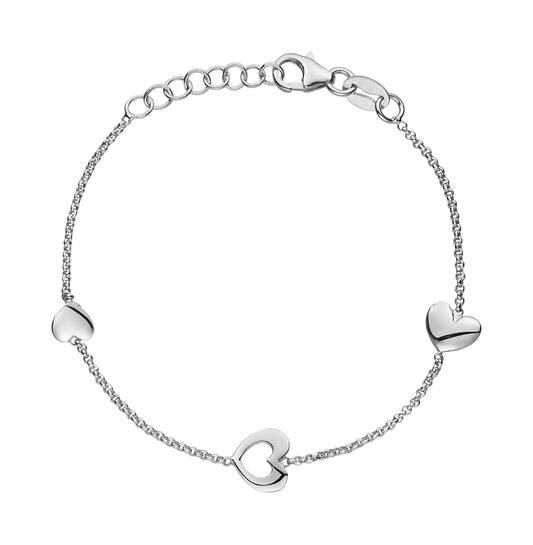 Bracelet pour enfants : bracelet en argent à 3 coeurs