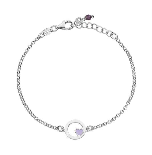 Bracelet pour enfant : Bracelet en argent à cœur violet