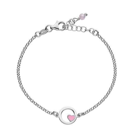 Bracelet pour enfant : Bracelet en argent avec cœur rose