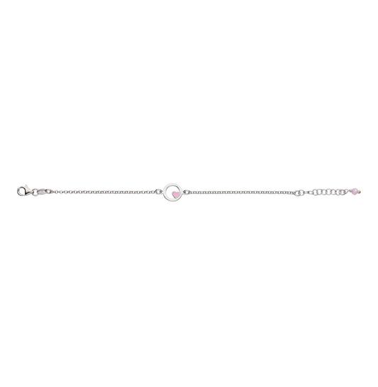 Bracelet pour enfant : Bracelet en argent avec cœur rose