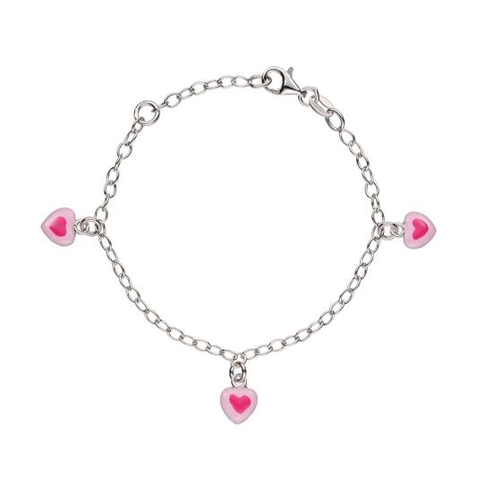 Kinderarmband: 3 Rosa Herz Silberarmband