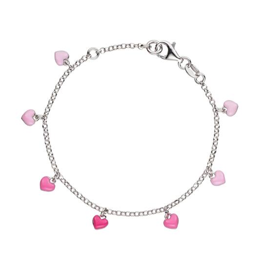 Kids bracelet: Pink hearts silver bracelet