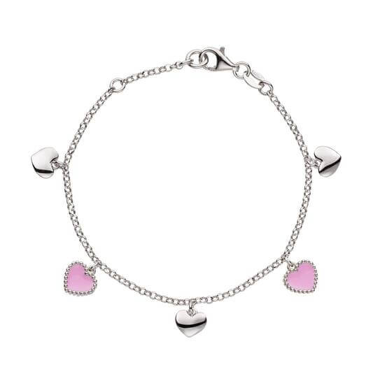 Bracelet pour enfants : Bracelet en argent avec cœurs roses/argentés