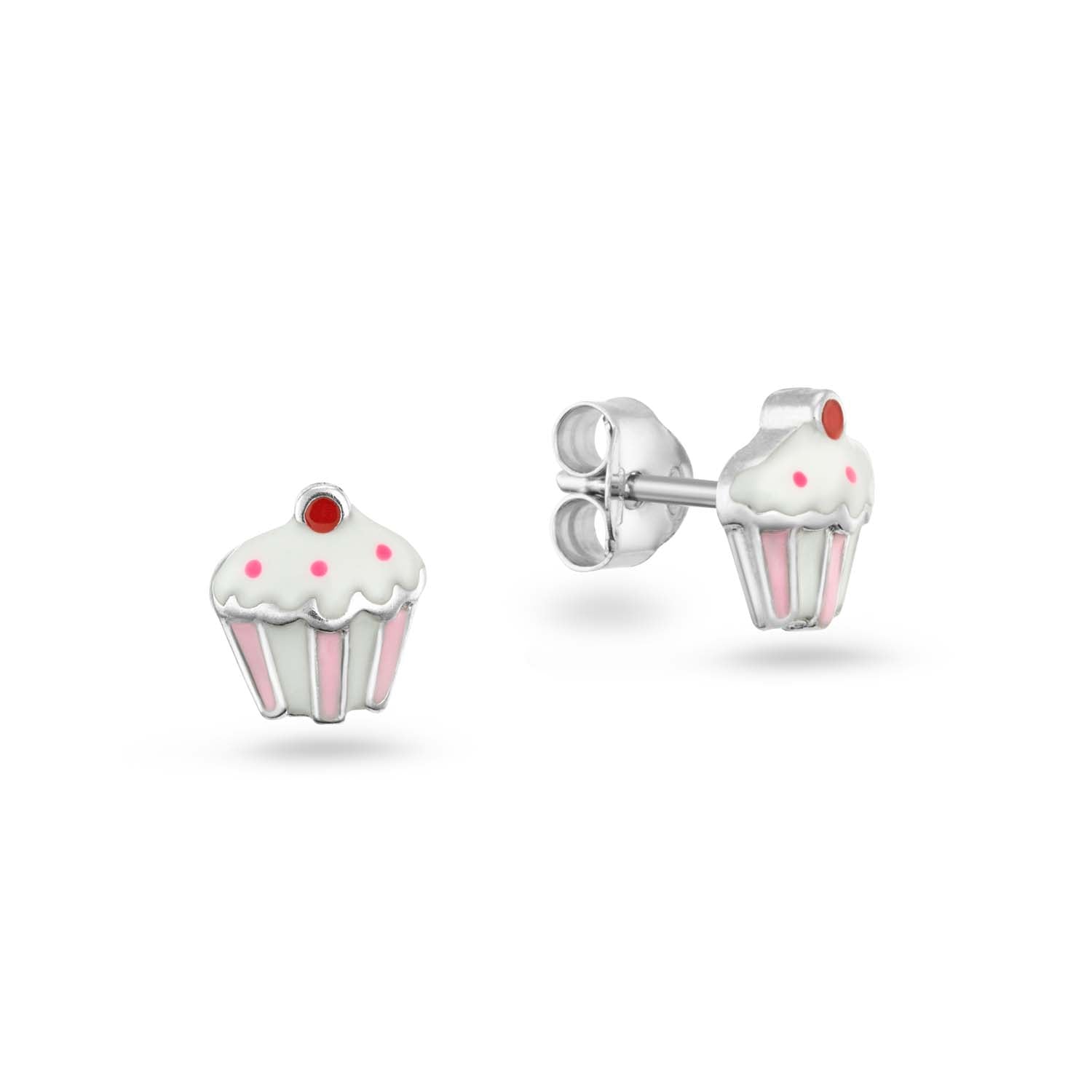 Zilveren kinderoorbellen: Cupcake love