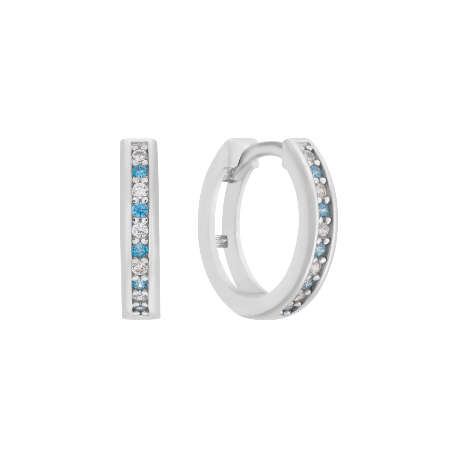 Zilveren kinderoorbellen: Blank/licht blauw (creolen)