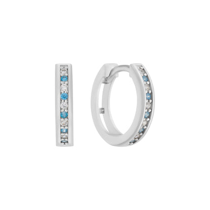 Zilveren kinderoorbellen: Blank/licht blauw (creolen)