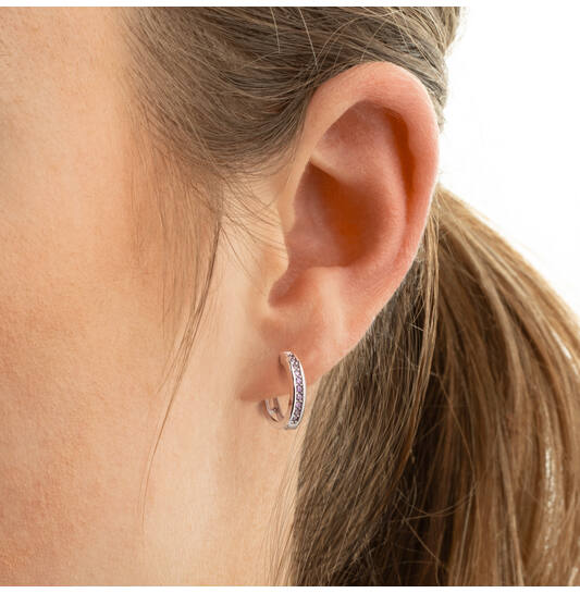 Zilveren kinderoorbellen: Paars