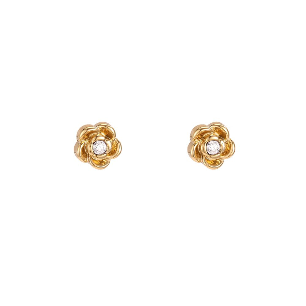 Chirurgisch staal kinderoorbellen: Flower Love (goud)