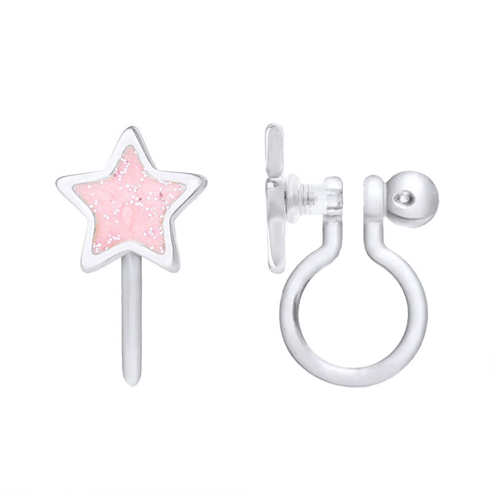 Ansteckbare Ohrringe: Sterne rosa (zum Anstecken)