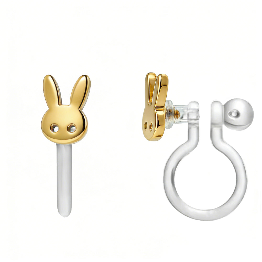 Ohrringe zum Anstecken: Goldhäschen (ansteckbar)