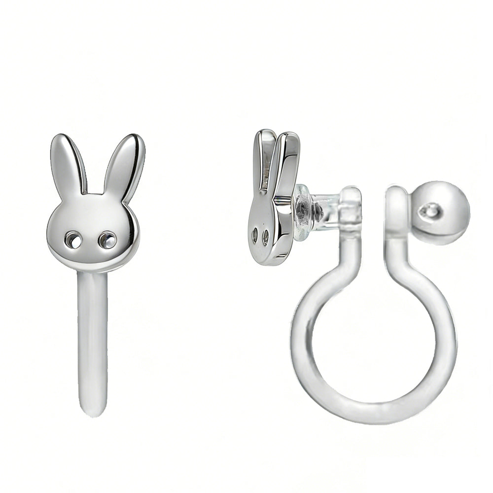 Clip-Ohrringe: Silberne Häschen (Clip-on)
